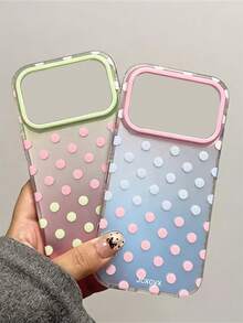 Cute Candy Color Polka Dot Gradient Glossy Phone Case Compatible With IPhone 18 Pro Max 18 Pro 17 Pro Max 17 Pro 17 16 Pro Max 16 Pro 16 15 Pro Max 15 Pro 14 Pro Max 14 Pro 13 Luxury Lovely Anti-Drop Back Cover - Blue - View 5