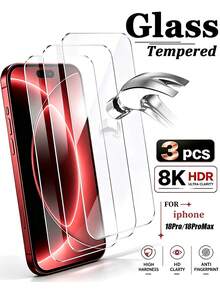 3pcs Full Coverage High Definition Tempered Glass Screen Protector, Anti-Fall Anti-Collision Anti-Fingerprint, High Hardness Material Effectively Resists Daily Wear And Tear, Hard To Scratch When Placed In Backpack Or Contacting Hard Objects, Compatible With Iphone 17e/17 Pro Max/17 Pro/17 Air/17/16 Pro Max/16 Pro/16 Plus/16/15 Pro Max/15/14/13/12 And Other Models - Clear - View 32