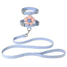 Cat Supplies, Cute Floral Cat Leash Set, Adjustable Anti-Escape Cat Harness, Outdoor Cat Walking Pet Leash - Blue - View 9