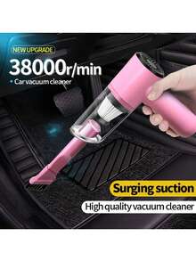 YAIUZGOO Car Vacuum Cleaner, Super Strong Suction, Ultra High Power, Wet & Dry Use, Pet Hair & Cat Fur Cleaning, Multi-Function, Portable Mini Handheld, Wired Car Vacuum, Suitable For All Vehicles With Cigarette Lighter Socket - Pink - View 4