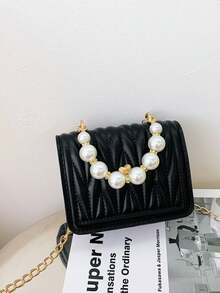 This Solid-Color Square Mini Pearl Handbag Is Perfect For Shopping Trips And Also Makes An Ideal Gift For Friends. - Multicolor - View 11