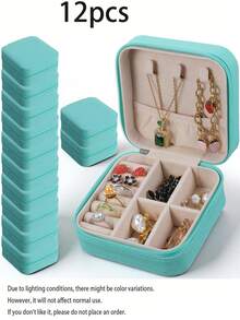 1/6/12pcs Mini Jewelry Box Wholesale, Jewelry Storage Box, Portable Travel Zipper Organizer, For Rings Earrings Necklaces And More, Home Decor, New Year Gift, Valentine's Day Women Christmas Gift, Jewelry Box - Multicolor - View 14