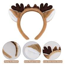 1pc Christmas Cartoon Deer Horn Headband Hair Clip Hair Hoop Forest Fairy Hair Accessory Cute Cartoon Headband For Women, Suitable For Halloween Theme Costume, Holiday Party, Daily Wear, And Beach Vacation Accessory. Essential Hair Accessory For Women - A - View 5