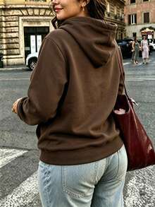 Plus Size Sweatshirts & Hoodies - Light Brown - View 2