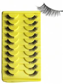 Hinarin 10 Pairs Half Lashes Wispy Clear Band 3D Cat Eye Look False Eyelashes Tail Elongated Lashes 3/4 Corner Natural Look Fake Eyelashes For Making Up Supply False Eyelashes Fake Lashes - Black - View 8