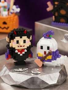 Halloween Series Building Block Set, Gift Assembly Toy, Arent-Child Interactive Party Game, Halloween Series Model Building Block Set, Holiday Decor/Desktop, Early Learning Educational Stem Toy, Birthday Gift, Halloween Thanksgiving Party Favor/Gift - Multicolor - View 11