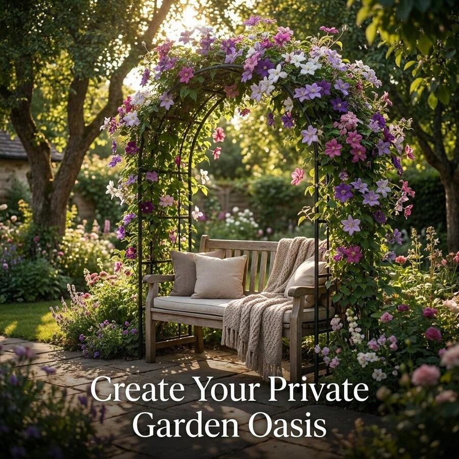 DDCAQIOUA Adjustable 2-In-1 Metal Garden Arch, Climbing Plant Pergola, Durable Steel Structure, Windproof With Ground Stakes, Easy Assembly For Roses, Vines, And Clematis