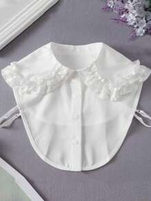 Double-breasted Ruffle Chiffon White