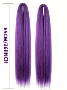 26 Inch Purple Braided Wig For Kids, Suitable For Children's Costume Party, Christmas Party - Purple DIY Hair Bulk - View 6