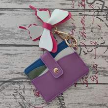 1pc Multi-Color PU Card Holder With Silicone Beaded Wrist Strap, Tassel Pendant, Snap Button Multi-Card Slots And Zipper Side Pocket, Functions As ID Card Holder And Coin Purse, Can Be Used As Wrist Keychain And Bag Charm, Portable Storage For Cards And Coins, Multiple Style Color Options To Match Daily Outfits - Multicolor - View 15