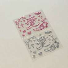Stiker Kata Cinta Berkilau Y2K, Stiker Dekorasi Bingkai Bunga Bintang Hati, Stiker Dekoratif Tahan Air untuk Bingkai Kartu Foto & Perlengkapan Jurnal Tangan - A - View 7