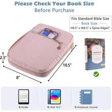 APLUFINE - Funda de Biblia para mujer, funda de transporte suave con accesorios, soporte para niñas, funda portadora, bolsa de iglesia - Rosa Oxidada - Ver 2