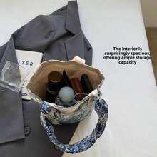 Tas Tangan Ember Motif Bunga Jacquard, Tas Jinjing Kain Wanita, Tas Penyimpanan Kecil untuk Aktivitas Sehari-hari - MultiWarna - View 9