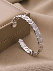 Conjunto de pulseras minimalistas de plata de moda, decoradas con circonita cúbica chapada en cobre, adecuadas para fiestas y reuniones - Plateado - Ver 8