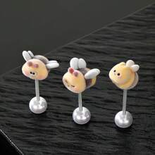 New Spring Swaying Car Bee Leaf Rotating Stress Relief Mini Ornament Cute Little Bee Creative Decoration For Car Interior Workstation Desk Random Color Base Flower - A - View 2