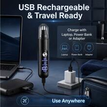 1件裝可充電式 150mAh 電動鼻毛修剪器，適用於鼻腔且不拉扯毛髮，多功能鼻毛與眉毛修剪器，便攜式，適合男士與女士使用 - A16黑色 - 查看 7