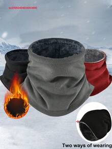 1pc Men's Winter Neck Warmer Hat Outdoor Cycling Scarf Thickened Fleece Warm Face Mask Windproof Dustproof Neck Gaiter - Multicolor - View 1