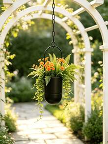 1pc Nordic Style Hanging Planter With Detachable Chain, Green Plant Hanging Pot, Garden Decor Flower Pot, Indoor Foliage Plant Hanging Planter - Hanging Chair - View 9
