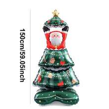 1pc 150cm Extra Large Standing Santa Claus Tree Shaped Cartoon Foil Balloon, Suitable For Christmas Party Decoration - View 3