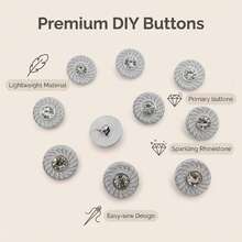 10pcs/2.2cm Fashion Personalized Minimalist White Striped Rhinestone Plastic Buttons With Silver Base, European And American Style High-End Vintage Asymmetrical Pattern Buttons For Handmade Sewing, Versatile Decorative Buttons For DIY Clothes, Bags, Hats, Coats, Sweaters, Pants, Shirts - 10pcs/2.2cm White Rhinestone Buttons - View 7