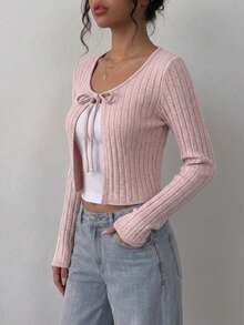 Women Cardigans - Baby Pink - View 2