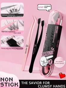 1pc/2pcs Precision Eyelash Tweezers & Multi-Function Craft Tweezers – Pointed Tip & Slanted Flat Tip, Non-Slip Ergonomic Grip, Suitable For False Eyelashes, Fine Craftwork – High-Quality Stainless Steel, Rust-Resistant & Scratch-Resistant, With Storage Box - Multicolor - View 3