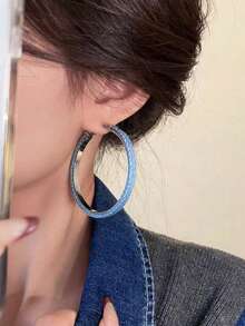 1對復古時尚多色圓環耳環，適合女性日常、派對、度假穿著 - 藍色 - 查看 2