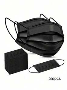 Adult Disposable 3-Ply Face Masks, Black, Breathable & Comfortable, Suitable For Daily Use, Mask, Face Shield - Black - View 7
