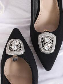 Removable Metal Shoe Flower Buckle Rhinestone Decor Accessories For Sandals Shoe Surface Repair Parts - Silver - View 3