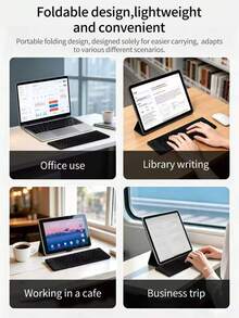 AKKHOO Keyboard Nirkabel Lipat Ganda Portabel, Desain Ultra Tipis, Ringan & Ringkas, Kompatibel dengan Sistem Android, Windows, dan iOS - Hitam - View 5