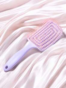 Solid Color Flexible Massage Hairbrush, Hollow Ventilation Design, Unisex, Suitable For Wet And Dry Hair, Fits All Hair Types, Travel Essential, Back To School Supplies, Home Essential, Gift For Women, Family And Friends - A - View 5
