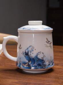 Ceramic Tea Cup With Strainer, Ceramic Coffee Cup, Chinese Style Tea Cup, Large Capacity Insulated Cup, Bulk Purchase Available, Cute Style Tea Infuser Milk Tea Cup, Enamel Cup - Multicolor - View 8