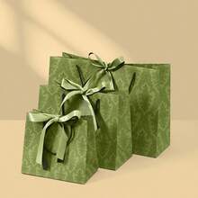 1/5/10 Peças Sacolas de Presente Verdes com Alças e Laços, Adequadas para Casamentos, Chás de Panela, Festas, Natal, Ação de Graças, Ano Novo, Aniversários, Dia dos Namorados, Madrinhas, Reuniões de Amigas - multicolorido - Visão 4