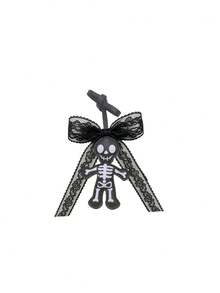 Pu Material Double-Sided Ghost Dark Skeleton Keychain, Lace Bow Pendant, Halloween, Funny Bag Pendant; Y2k Style; Festival Gift - Multicolor - View 12