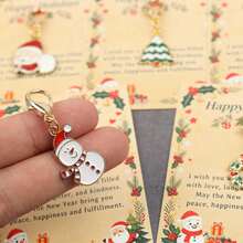 5pcs/10pcs Christmas Enamel Keychain Charms, Santa Snowman Tree Candy Cane Wreath Pendant, Holiday Gift With Greeting Card For Bag Decoration - Multicolor - View 9