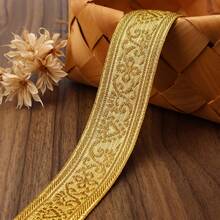 2/5碼金銀色刺繡提花蕾絲，適合縫製，可用於髮飾裝飾、DIY手工裝飾、禮物包裝 - 多色B - 查看 17