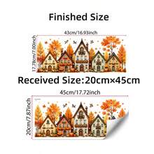 1PC Fall Autumn Village Static Window Stickers, Cute Harvest Houses Maple Leaf Pumpkin Acorn Flying Birds Decal, Static Cling No Glue Easy Removable, For Glass Window, Door, Shop Window, Home Thanksgiving Decor - Multicolor - View 4