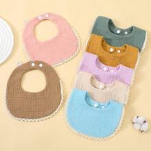 Infant Bibs Autumn/Winter New Solid Color Minimalist Baby Girl Drool Bibs, Newborn Soft Absorbent Anti-Spit-Up Bibs - Multicolor - View 11