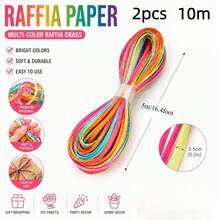Tali Kertas Rafia Warna Dopamin 10m/2 Gulungan, Pita Pembungkus Kado, Cocok Untuk Pembungkus Kado, Rangkaian Bunga, Buket Pernikahan, Dekorasi Pesta Dan Pembungkus Kado Natal - Dopamin - View 12