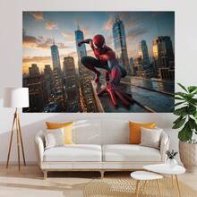 WPETLE Spider‑Man Dusk City Skyscraper Birthday Party Backdrop, Sunset Metropolitan Building Scene Photo Booth Background Banner For Kids Birthday Decor - Multicolor - View 3