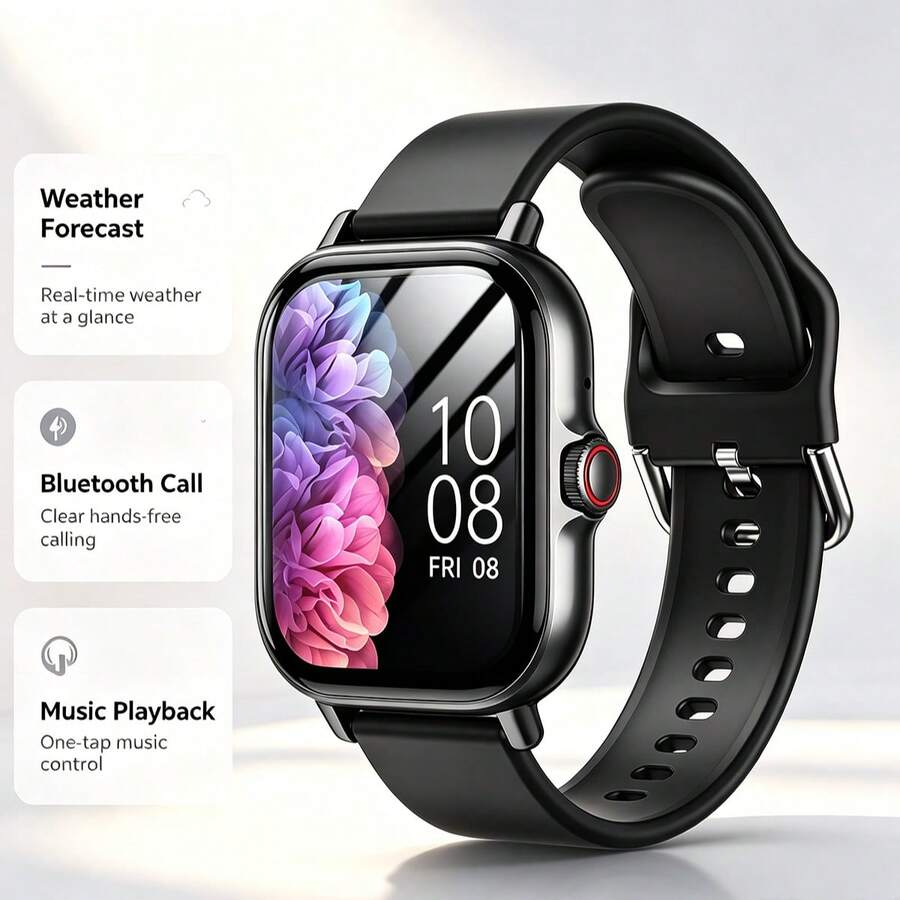 ZhiKexing Unisex Smart Sports Watch With 1.83-Inch HD Display, Wireless Calling, Multiple Sports Modes, Music Playback, Weather Forecast And More, Suitable As Gift For Friends And Couples, Compatible With Android And IOS - View 1