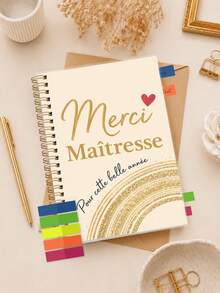 Trees French Teacher Planner, Spiral-Bound Organizer With Monthly Tabs, Elegant Gold Rainbow Cover, Daily & Weekly Planning Notebook, Teacher Appreciation Gift For Women - A5 - View 2