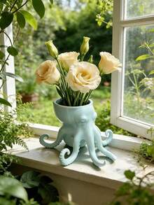 1pc Octopus Shaped Succulent Planter, Creative Succulent Pot, Waterproof Octopus Flower Pot For Succulents, Herbs, Flowers, Vegetables, Indoor/Outdoor Gardening Decor, Desktop Storage, Unique Home Decor, Distinctive Gift - Multicolor - View 4