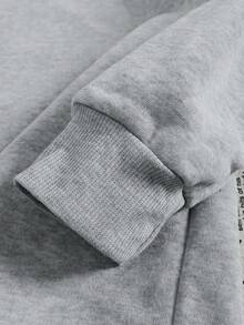 Es Trus Plus Sweatshirt Wanita Retro Motif "Huruf OHIO" Musim Gugur/Dingin, Nyaman untuk Berpergian, Gaya Y2k, Abu-abu, Ukuran Besar, Leher Bulat - Grey - View 6
