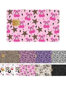 4/2pcs Star Leopard Official Credit Card Privacy Protection Stickers, Cherry Blossom Pattern Birthday Gift PVC Material Anti-Fingerprint Anti-Scratch Wear-Resistant Card Skin, Card Protector, Suitable For Men, Women, Couples, Small Chip Cards, Bank Cards Decoration Stickers, Credit Cards, Transit Cards, Student Campus Cards Personalized DIY Customization - Multiple Styles - View 6