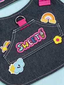 Black Cute Dog Vest, Sweet Embroidery, Adjustable Anti-Escape, Suitable For Bichon Frise And Toy Poodle And Other Small Dogs, Fashionable Chest Harness, Suitable For Outdoor Walking - Black - View 5