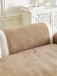 1pc Solid Color Chenille Decorative Sofa Cover, Vacation Decor Pet-Friendly Machine Washable, Living Room Bedroom Sofa Cover Old Sofa Renovation, Suitable For 1/2/3/4 Seater Armrest Backrest Cover - Khaki - View 6
