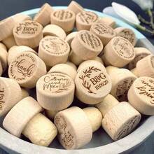 30/50pcs Customized Wooden Wine Stoppers, Personalized Name And Date Wine Champagne Bottle Cork, Wedding Favors For Guests, Customized Wedding Crafts, Unique Gift, Anniversary Gift - Wood Color - View 3