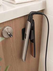 1pc Wall-Mounted Hair Straightener Holder, Multi-Function No-Drill Damage-Free Storage Rack, Strong Adhesive Wall-Mounted Organizer, Heat-Resistant Hair Tool Storage Rack For Curling Iron And Hair Straightener, Suitable For Vertical Hanging, Cord Organization, Bathroom, Vanity, Dressing Table, Cabinet, Kitchen - Multicolor - View 8