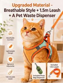 1 buah Set Tali Kucing Beludru Reflektif, Harness dan Tali Kucing, Harness Anak Kucing/Anjing, Reflektif, Bernapas, Anti Lepas, Set Jalan-jalan Kucing, Harness Hewan Peliharaan Kecil, Bahan Nyaman dan Ramah Kulit, Anti Lepas, Dapat Diatur, Reflektif untuk Keamanan - MultiWarna - View 3